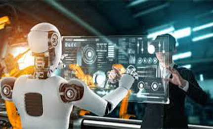 AI powered business transformation with robots and human collaboration