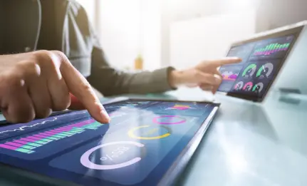 Data analytics dashboard showing business insights and charts