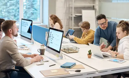 Digital marketing interns developing professional marketing skills
