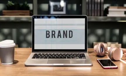 Professional branding workspace with brand identity designs
