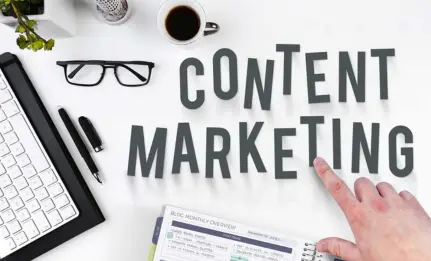 Content marketing professional researching keywords and planning a digital content strategy