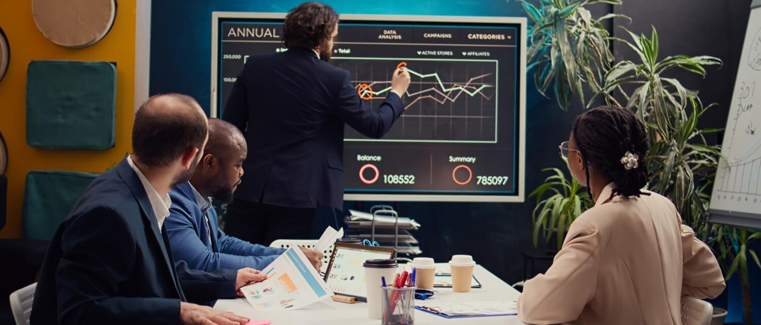 SEO optimization and digital marketing strategy meeting