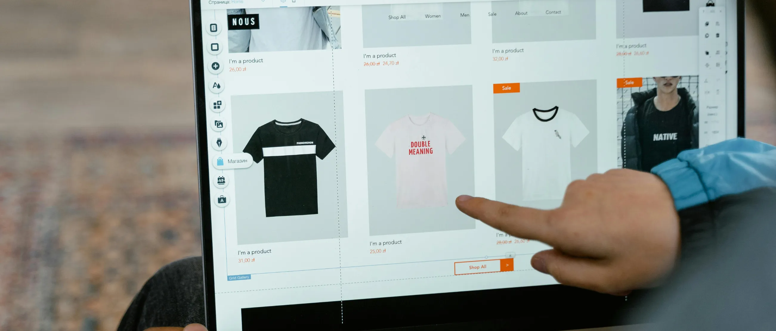 Online shopping website development interface
