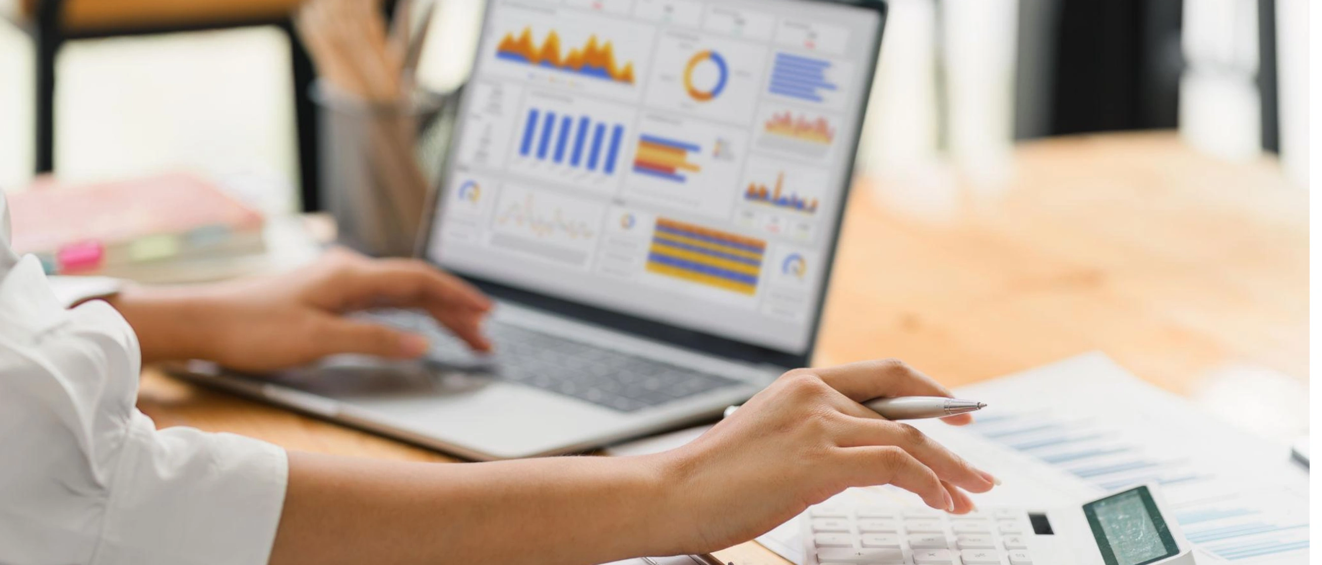 Business dashboard showing ERP analytics and reporting