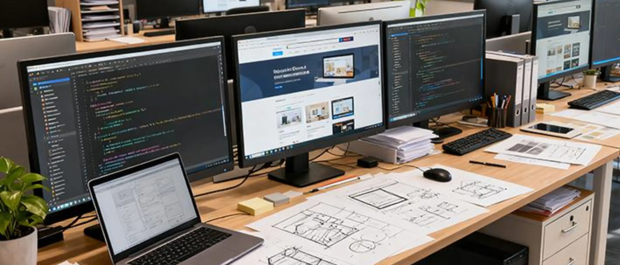 Professional web development team designing responsive business websites