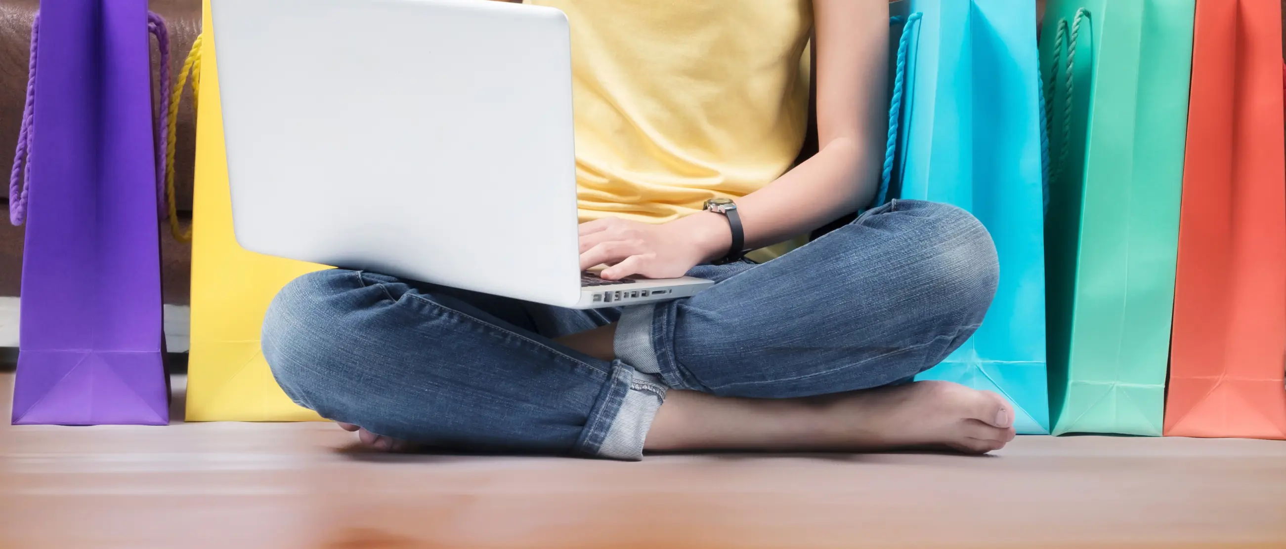 E-commerce website development and online shopping interface on laptop