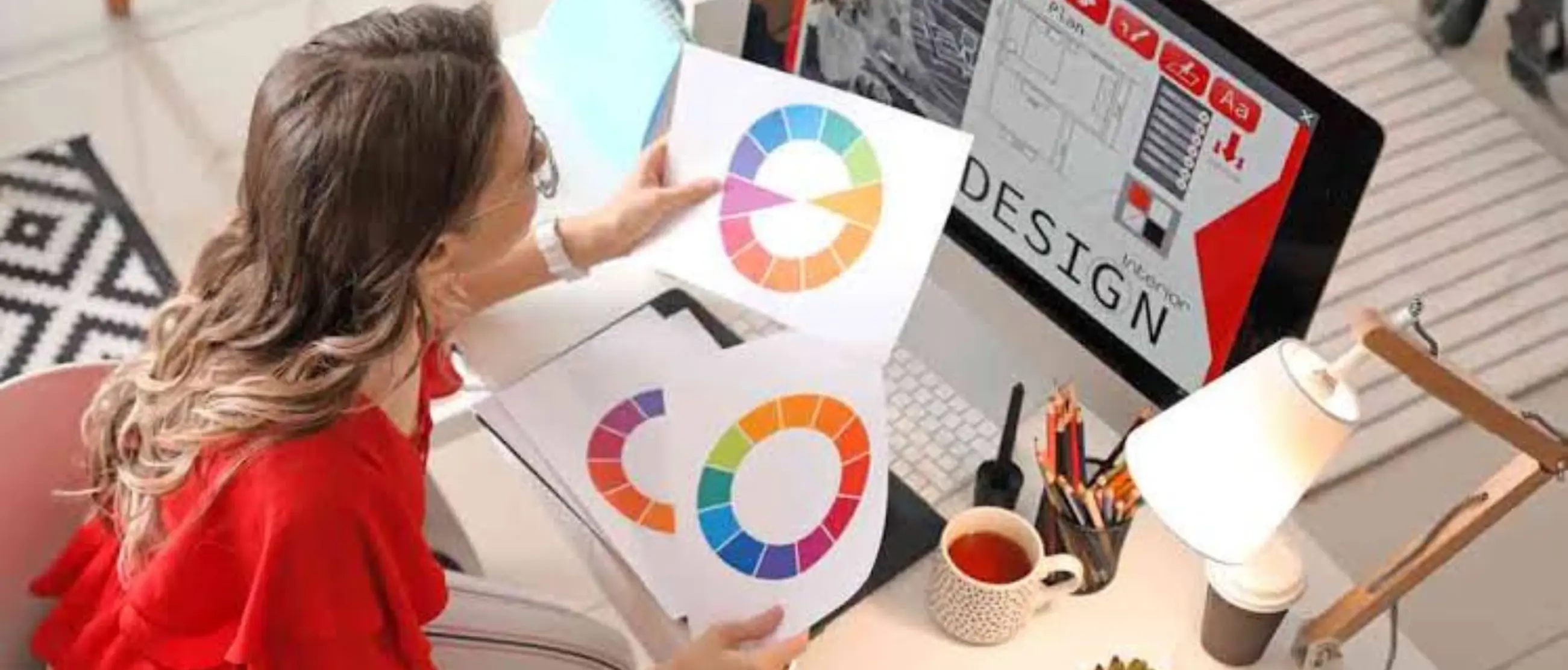 Graphic designer working on creative design projects