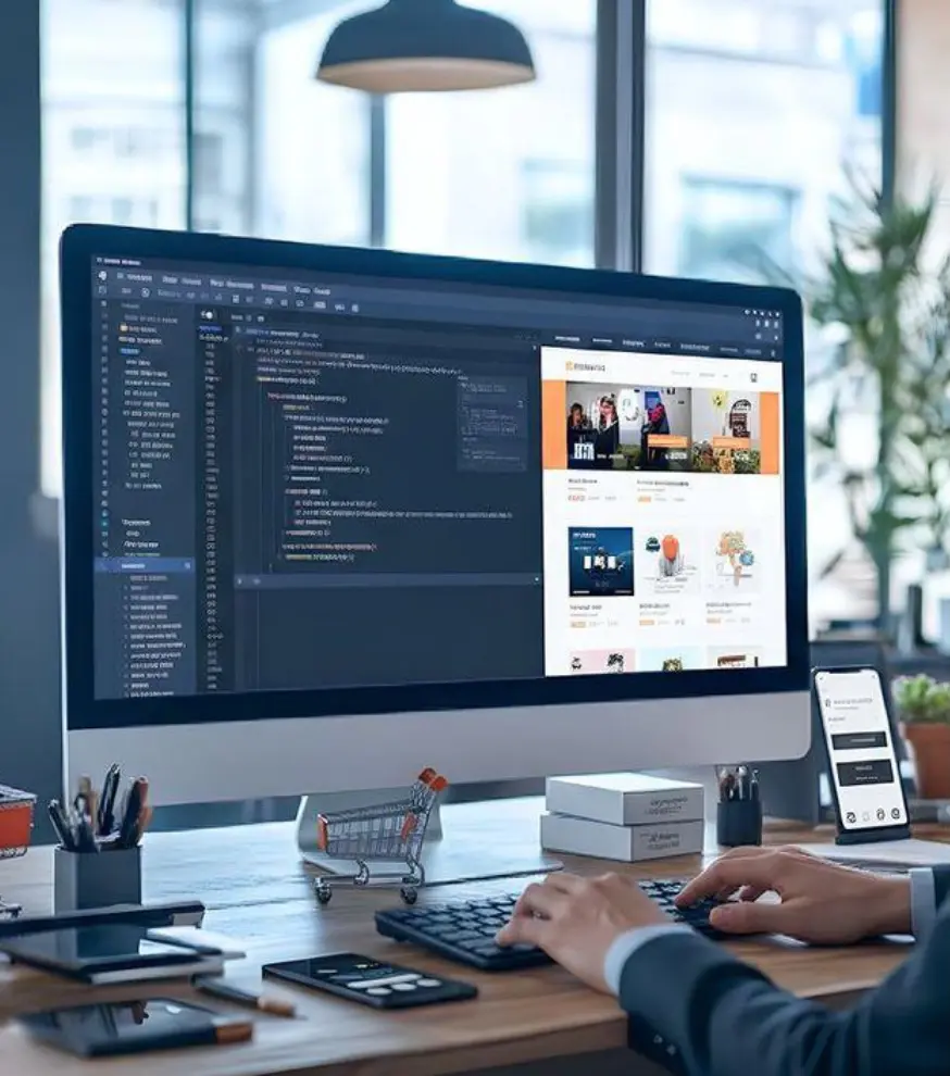 Responsive online shopping website displayed on desktop and mobile