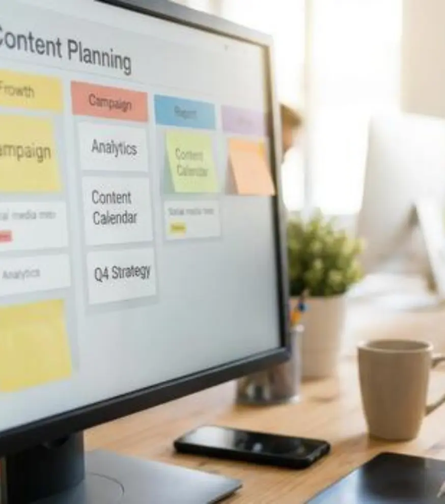 Digital marketer planning social media content and campaign schedules