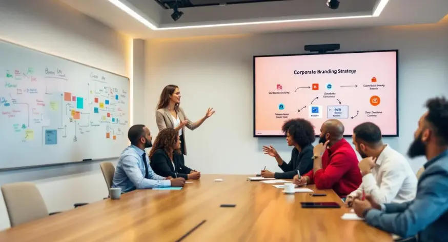Marketing team working on business branding solutions