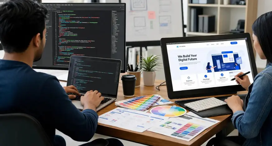 Website developer writing secure and optimized code